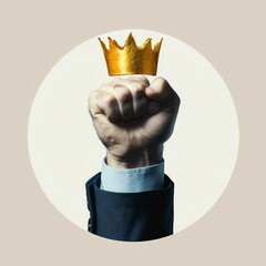 Authority Power Business Leadership Crown Strength Abstract Art Fist Success Control Unique