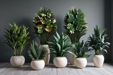 Obraz premium Artisan Three-Dimensional Tropical Shrubs and Flowers Cut-Out with Refined Greenery and Lifelike Representation