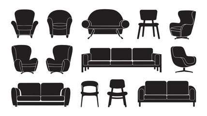 Home armchair vector black set icon