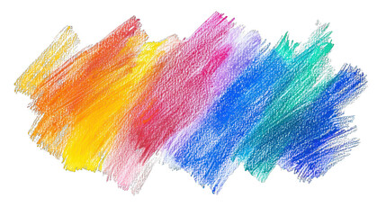 Scribble marks from wax pastels, colorful and isolated with a clipping path.