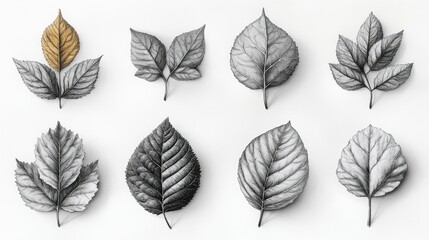 Fototapeta premium Pencil Sketch of Autumn Leaves