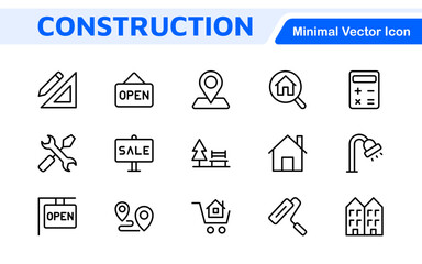 Real Estate Icon Set. A comprehensive collection of stylish and professional icons designed for the real estate industry, perfect for enhancing property listings, websites, and marketing materials.
