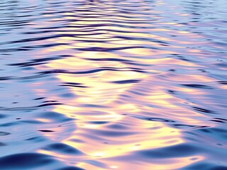 Iridescent colorful waves and ripples on a calm lake surface with a hint of glow, abstract patterns, reflective water