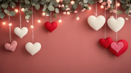 Romantic date night with a whimsical valentine background of glowing flowers cozy home atmosphere and pink-hued lights