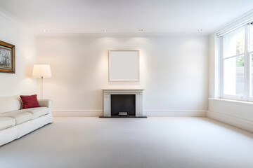 Fototapeta premium Modern living room with elegant design and neutral colors in a spacious setting