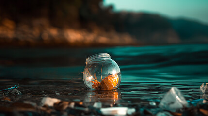 Pollution Threatens Aquatic Animals in Coastal Waters Nature Photography Environmental Awareness Close-Up View Urgency