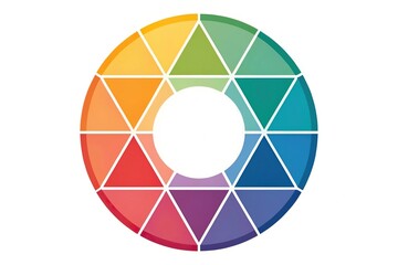 Obraz premium Modern and minimalist color wheel design with geometric shapes, primary colors, tertiary colors