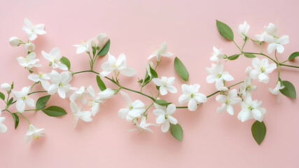 Light Pink Background with Flowers: Ideal for Women's Day Designs. Freshen up your projects with this spring-inspired banner featuring flowers on a pale pink background. 