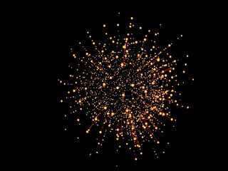 Radiant explosion of tiny glowing orbs against the dark backdrop of space, radiant debris, stellar burst, vibrant plasma