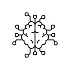 superintelligence line icon with white background vector stock illustration