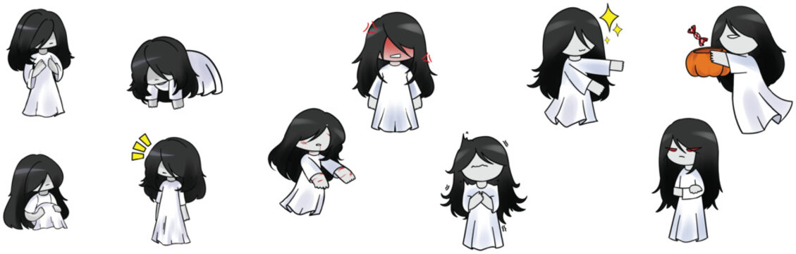 Cute ghost girl with white clothes