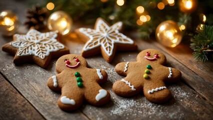 christmas gingerbread cookies decoration background