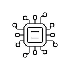 integrated circuit line icon with white background vector stock illustration