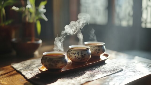 Chinese healing methods for stress relief, featuring aromatherapy with traditional herbs and calming teas