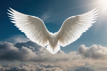 Obraz premium Isolated Image of White Angel Wings in Graceful Flight