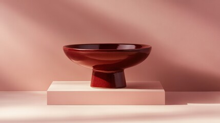 Red Bowl on Pink Stand.