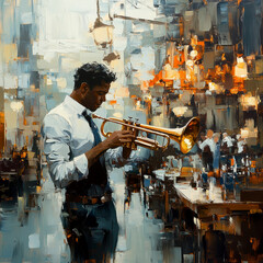 Fototapeta premium a jazz bar stage. AI generative.