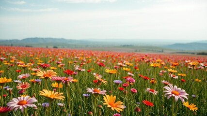Fototapeta premium ul wildflowers stretching as far as the eye can see, field wildflowers, floral arrangement