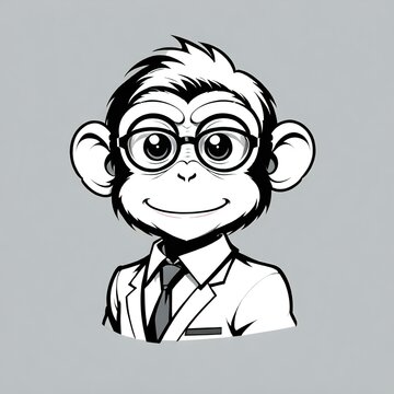 recommend clip art: 白衣とメガネを着用した知的な猿