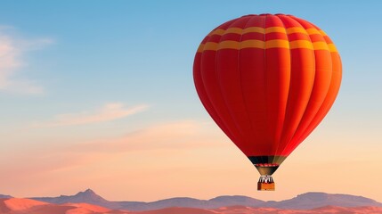 Fototapeta premium outdoor activities, mountain biking. Hot air ballooning over dramatic desert landscapes, adventure and adrenaline with a serene touch