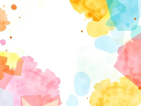 Watercolor background with geometric shapes and bright colors, lively colors, modern visuals