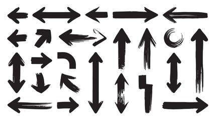 Hand drawn black arrows isolated on white background.