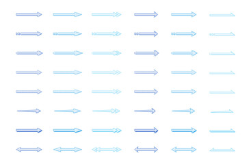 シンプルな矢印イラストセット／版ズレ／カラー／ブルー︎／青／水色