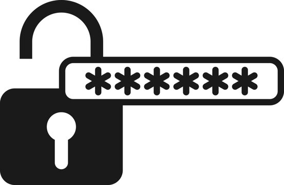 black padlock with password, security concept clip art preview