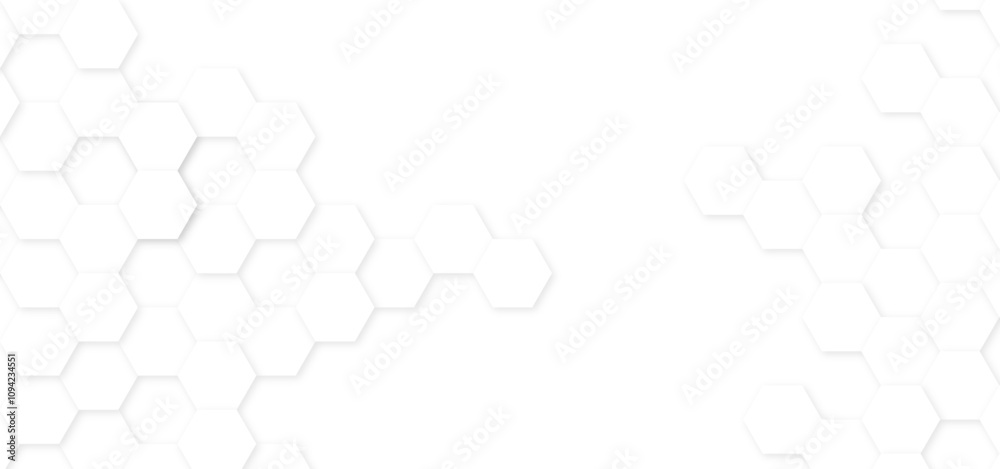 Poster abstract white honeycomb pattern background with copy space for text. white hexagon pattern.