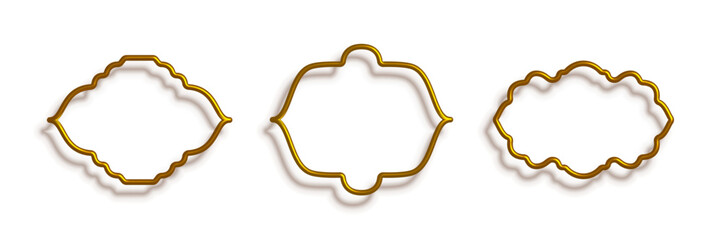 Realistic arabic golden arch set. 3D islam architecture shape for muslim holidays. 