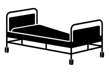 Hospital Patient Bed Silhouette Vector Illustration - Medical and Healthcare Design