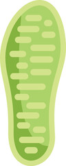 Green shoe sole imprint showing tread pattern for walking on different surfaces