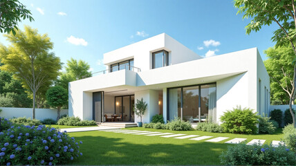 modern house with garden