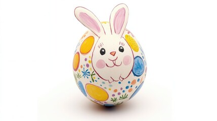 Fototapeta premium Colorful Decorative Easter Egg Featuring a Cute Bunny Design, Perfect for Festive Celebrations, Springtime Decor, and Seasonal Themes in Photography