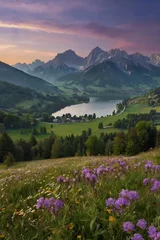 landscape with flowers