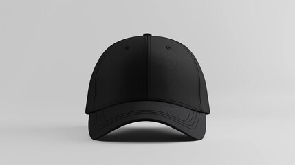 Black Baseball Cap Mockup on White Background.