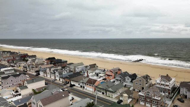 Aerial drone of Manasquan Beach New Jersey - jersey shore