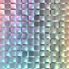 Seamless Gradient Square Pattern Background with Metallic Silver Hologram Effect