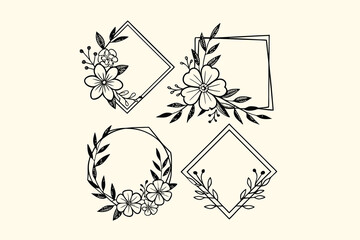 black and white Floral Frame vector
