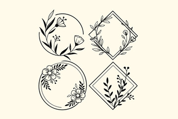 black and white Floral Frame vector