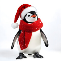 Fototapeta premium The joy of the holiday season with adorable characters. Festive decoration and cozy winter elements on a crisp white background.