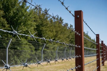 Isolated Barbed Wire Fencing Effective Security Solution for Property Protection