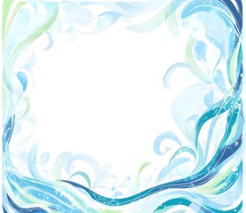 Elegant Blue and Green Abstract Frame Design Featuring Soft Waves and Swirls Ideal for Invitations, Greeting Cards, and Creative Projects
