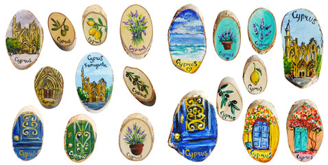 set of different decorative hand made art