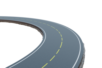 3D Infinity Loop Road Design: Winding Asphalt Highway Curves Through Floating Landscapes, Sunny Sky, and Endless Loops Symbolizing Speed, Mobility, Innovation, and Boundless Opportunities png