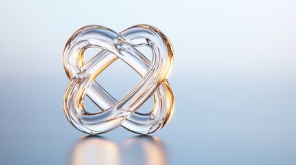 Fototapeta premium mystical crystal knot, crystal-like glow, serene gradient backdrop, buddhist eternal knot radiates tranquility with soft reflections and calming hues