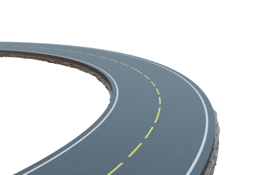 3D Infinity Loop Road Design: Winding Asphalt Highway Curves Through Floating Landscapes, Sunny Sky, and Endless Loops Symbolizing Speed, Mobility, Innovation, and Boundless Opportunities png