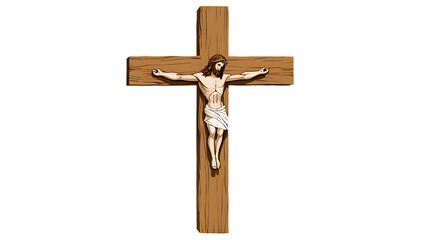 A simple illustration of a wooden Jesus cross on a transparent background.