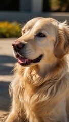Obraz premium Golden Retriever with a Shiny Coat in the Sunlight