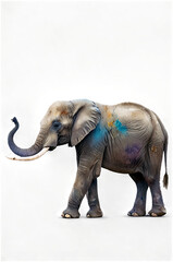 Fototapeta premium A majestic elephant in watercolor, with soft gray tones and a sense of grandeur, set on a transparent background.